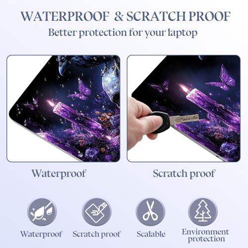 Universal Laptop Skin Sticker Decal,15.6 Inch Laptop Vinyl Cover for 13" 14" 15.6" Laptop,Scratch-Resistant Waterproof Protector Wrap,Reusable with Wrist Pads,Raven Skull - color: Raven Skull
