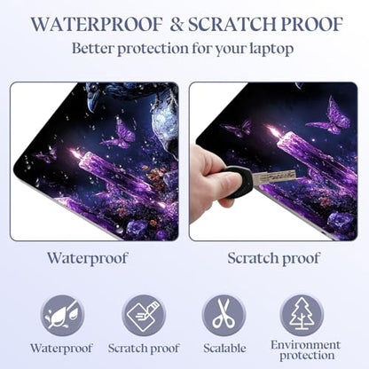 Universal Laptop Skin Sticker Decal,15.6 Inch Laptop Vinyl Cover for 13" 14" 15.6" Laptop,Scratch-Resistant Waterproof Protector Wrap,Reusable with Wrist Pads,Raven Skull - color: Raven Skull