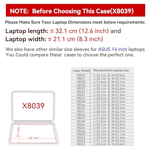 Smatree Hard EVA Protective Sleeve Compatible for 14 inch ASUS Chromebook CX1405, for 14 inch ExpertBook B9 OLED/P1, for Vivobook 14 Case (X8039) | Compatible for 14 inch ASUS Chromebook CX1405, for 14 inch ExpertBook B9 OLED/P1, for Vivobook 14 Case (X80