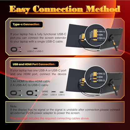 Laptop Screen Extender 0.27" Ultra-Thin, 14" FHD 1080P IPS Lightweight Dual Portable Monitor, USB-C/HDMI Plug & Play for 13-17" Laptops, Travel screen compatible with Windows/Mac/Chrome/Switch/Android - size: 14 inch Screen