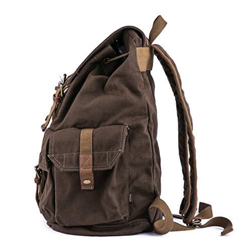 GOOTIUM 21101CF Specially High Density Thick Canvas Backpack Rucksack,Coffee - color: Coffee, size: Large