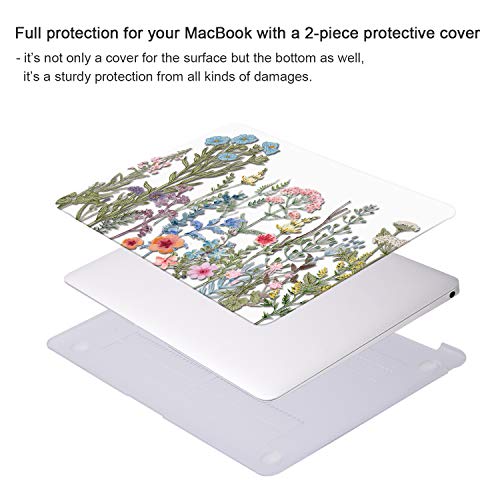 iCasso for MacBook Air 13 Inch Case 2018-2020 Release A2337 M1/A1932/A2179 with Retina Display Touch ID, Protective Hard Plastic Shell Case and Keyboard Cover for MacBook Air 13 (Weeds) - color: Weeds on Clear Base