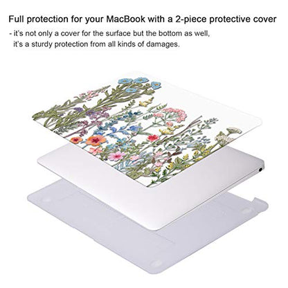 iCasso for MacBook Air 13 Inch Case 2018-2020 Release A2337 M1/A1932/A2179 with Retina Display Touch ID, Protective Hard Plastic Shell Case and Keyboard Cover for MacBook Air 13 (Weeds) - color: Weeds on Clear Base