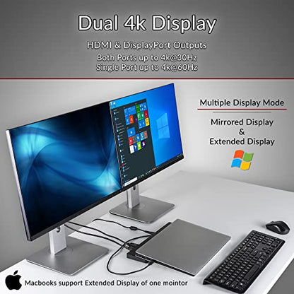Cyber Acoustics Docking Station (DS-2000), 6 Pack – USB-C with 100W Power Delivery, Laptop Cooling, Dual 4K Monitor Displays, 4 USB-A Ports, Ethernet, Includes 6 Active DisplayPort to HDMI Adapters - size: DS-2000-6 Pack