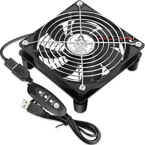 GDSTIME 120mm USB Computer Fan w/L/M/H Speed Controller, DC 5V USB Powered | 3 Adjustable Speeds, for Receiver DVR PlayStation Xbox Computer Cabinet Cooling - size: Grill-120mm USB Fan