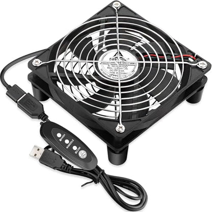GDSTIME 120mm USB Computer Fan w/L/M/H Speed Controller, DC 5V USB Powered | 3 Adjustable Speeds, for Receiver DVR PlayStation Xbox Computer Cabinet Cooling - size: Grill-120mm USB Fan