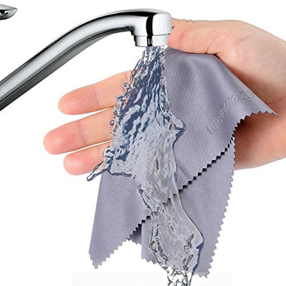 Large 4-Pack Microfiber Cleaning Cloth For Laptop, Computer Screen, Camera, Lens, Eyeglass, Phone, iPhone, iPad, Tablet, , LCD TV and other Delicate Surface(12x8.25, 13.5x8.63 Inches Blue and Grey) - color: Blue, Grey