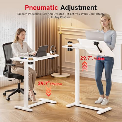 Okin Overbed Bedside Table with Wheels, Adjustable Medical Tilt Top Hospital Bed Table Over The Bed, Rolling Desk Mobile Standing Desk for Hospital Home Use (White) - color: White