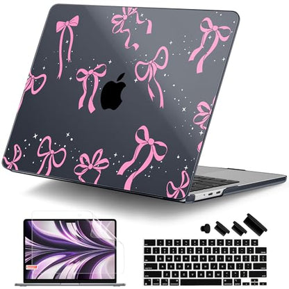 DONGKE for MacBook Air 13 Inch Case M5 2026 M4 2025 M3 M2 2024-2022 A3449 A3240 A3113 A2681, Plastic Hard Shell & Keyboard Cover & Screen Film for MacBook Air 13.6 Inch Case - Bows & Stars - color: Bows & Stars
