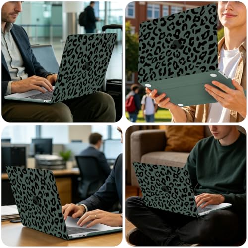 MOSISO Compatible with MacBook Air 13 inch Case M5 2026 M4 2025 M3 M2 2024-2022 A3449 A3240 A3113 A2681, 3 in 1 Leopard Grain Hard Case&Keyboard Cover&ScreenFilm for MacBook Air 13.6 Case, Green - color: Green