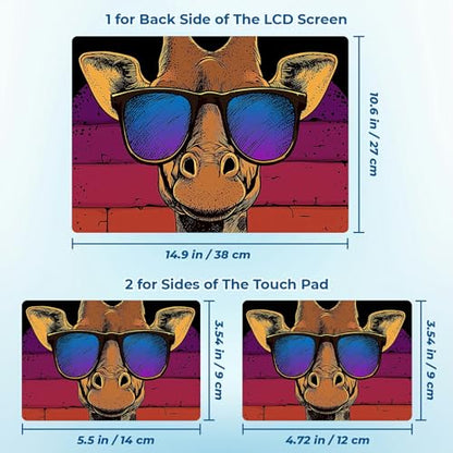 Reusable Universal Laptop Skin Sticker, Cut to Fit for 11.6–15.6 Inch Laptops, Waterproof Protective Film, No-Residue - Giraffe Glasses - color: Giraffe Glasses