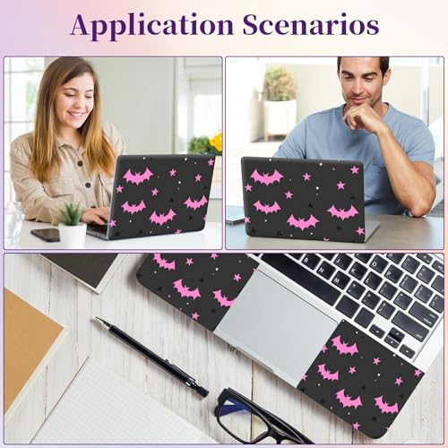 Laptop Skin Sticker Laptop Cover for 12" 13" 13.3" 14" Laptop Stickers,Reusable Skin Sticker Cover Personalized Art Waterproof & Scratch-Resistant Protector Case,Pink Bats and Stars - color: Pink Bats And Stars