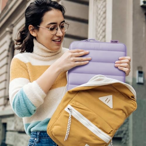 TECOOL Puffy Laptop Case 13.3 inch,13 MacBook Neo Sleeve with Small Bag | 13.-13.3 inch Laptop sleeve for MacBook Air 13 inch M5(2026) M4 M3 M2 M1,Mac Pro 13/Pro 14 Waterproof Notebook Sleeve,Purple - color: Purple, size: 13.3 Inch
