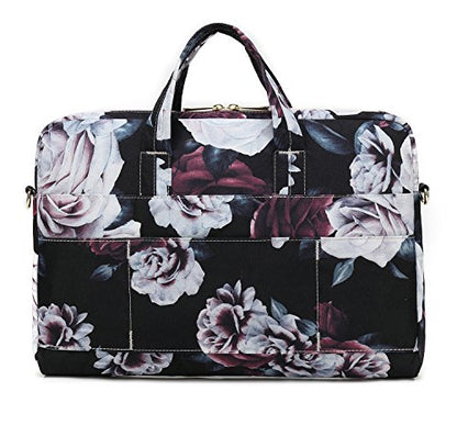 Red and White Rose Laptop Shoulder Messenger Bag Case With Rebound Bubble Protection for 15.6 inch-16 inch laptop - color: ‎red and White Rose(cushioned)