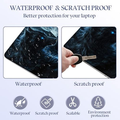 Universal Laptop Skin Sticker Decal,15.6 Inch Laptop Vinyl Cover for 13" 14" 15.6" Laptop,Scratch-Resistant Waterproof Protector Wrap,Reusable with Wrist Pads,Wolf Pair - color: Wolf Pair