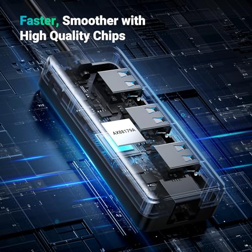 UGREEN USB 3.0 Hub Ethernet Adapter, with 3 USB 3.0 Ports Hub 1000Mbps | Gigabit Network Converter Compatible with Laptop PC MacBook Mac mini Surface XPS Windows Linux macOS, and More
