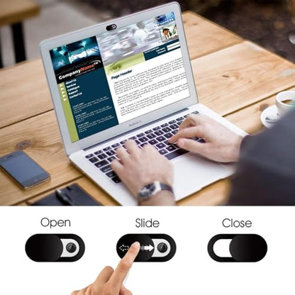 Webcam Cover Slide（6PCS - 0.027in Ultra Thin Camera Privacy Cover for Laptop, Desktop, PC, MacBook Pro, iMac, Mac mini, Smartphone - Strong Adhesive, (3White+3Black)-Protect Your Privacy & Security