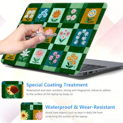 Laptop Skin Sticker Decal 15-15.6 Inch with Cute Mouse Pad, Universal Reusable Vinyl Sticker for 12.1 13 13.3 14 15.4 Inch Netbook and Notebook PC, Green Small Flowers - color: Green Small Flowers