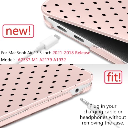 DONGKE Case for MacBook Air 13 Inch (2021-2018 Models A2337 M1/A2179/A1932), Chalk Pink Polka Dots Hard Shell Case with Keyboard Protector, Compatible with Retina Display and Touch ID - color: Chalk Pink Polka Dots