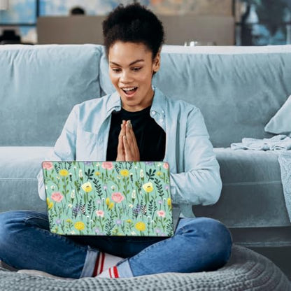 SUPERDANT 3 Pcs Laptop Skin Sticker Set Botanical Green Floral Decal for 12-16 Inch Scratch Resistant Vinyl Wrap 14.9x10.6in - style: Flowers and Plants