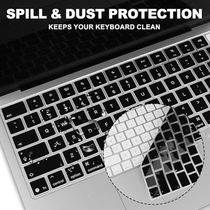 Allinside Keyboard Cover for 2026 MacBook Neo 13-inch A3404 (A18 Pro) & MacBook Air 13"/15" and MacBook Pro 14"/16" (M5 Chip), Premium Silicone Keyboard Protector Skin, US ANSI Layout, Black - color: Black