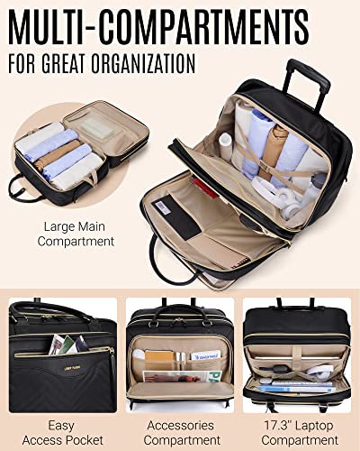 LIGHT FLIGHT Rolling Laptop Bag Rolling Briefcase for Women Computer Bag with Wheels Case for Carry on Travel Work Business