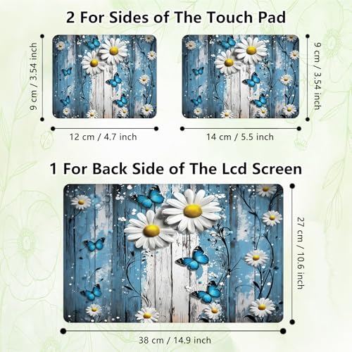 Laptop Skin Sticker Decal, Universal Reusable Vinyl Laptop Cover for 12" 13" 13.3" 14" 15" 15.4" 15.6" Notebook PC, Reusable Waterproof Scratch-Resistant with 2 Wrist Pads,Chrysanthemum Butterfly - color: Chrysanthemum Butterfly