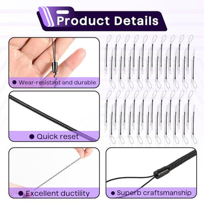 40PCS Pen Leash for Clipboard - Anti-Lose Elastic Tether, Plastic Retractable Coil Strap, Stylus Lanyard for Touchscreen, Clipboard Pen Leash & Coil Set - color: 40-PACK