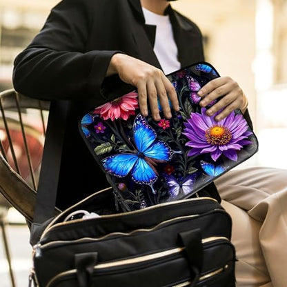 Laptop Sleeve with Handle 13 Inch, Waterproof Laptop Case Bag, Butterfly Flowers Pattern Design Computer Sleeve Compatible with MacBook Air, Pro, HP, Dell, Lenovo, ASUS - color: Butterfly Flowers, size: 13inch(13-13.6")