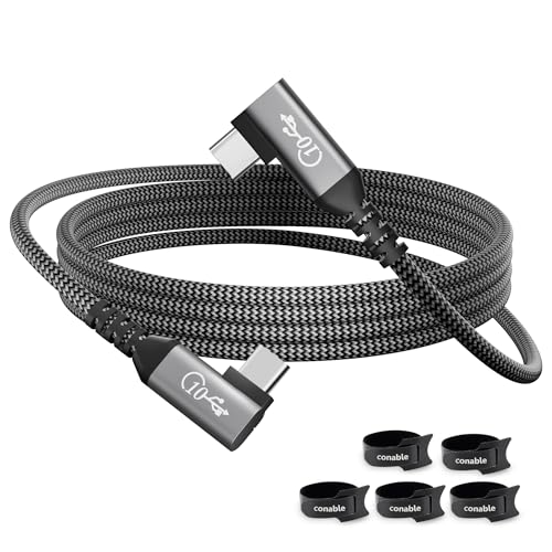 1FT USB C Cable 90 Degree, USB C 3.1 Gen 2 Cable, 4K Monitor Video Output, 10Gbps High Speed Data Transfer, 100W Fast Charging, Compatible with iPhone 17, MacBook, Dell XPS, CarPlay, Portable Monitor - size: 1FT