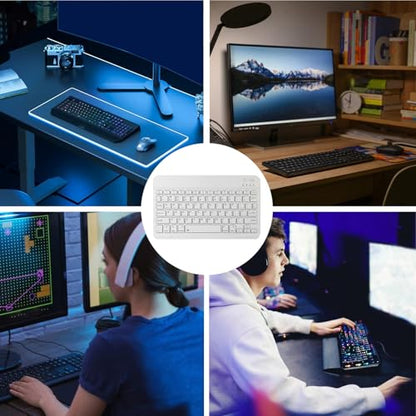 Slim Portable Keyboard Ergonomic Compact Wireless Lightweight | Ultra Slim Compact Keyboard for Smartphones Tablet Laptop PC - color: White