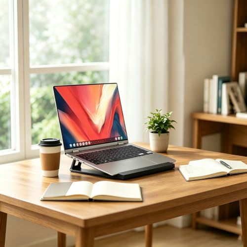 Laptop Stand for Desk ABS+Metal Portable Computer Riser Notebook Holder Printer Stand Office Desk Accessories Compatible with MacBook Air, Pro, Dell, HP, Lenovo and All 10-17" Laptops - color: Z-Black