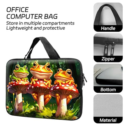 14 15 15.4 15.6 inch Laptop Handle Bag Computer Bag, Pouch Holder Notebook Sleeve Cover Soft Case Compatible for Dell,Lenovo,Toshiba HP, Asus Notebook-Cute Frog on The Mushroom - color: Cute Frog on the Mushroom