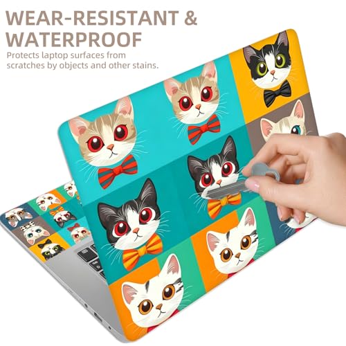 Universal Laptop Skin Sticker for 12/13/14/15.6 Inch Laptops, Reusable Vinyl Laptop Decal Cover, Waterproof Scratch Resistant Notebook Skin with 2 Wrist Pads,Cute Cat Head - color: Cute Cat Head