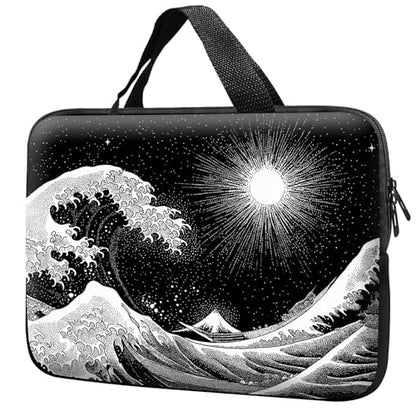 Laptop Sleeve with Handle 10 Inch, Waterproof Laptop Case Bag, Black Wave Pattern Design Computer Sleeve Compatible with MacBook Air, Pro, HP, Dell, Lenovo, ASUS - color: Black Wave, size: 10inch(9.7-10.5")