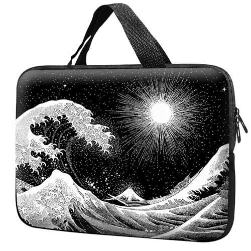 Laptop Sleeve with Handle 17 Inch, Waterproof Laptop Case Bag, Black Wave Pattern Design Computer Sleeve Compatible with MacBook Air, Pro, HP, Dell, Lenovo, ASUS - color: Black Wave, size: 17inch(16-17.3")