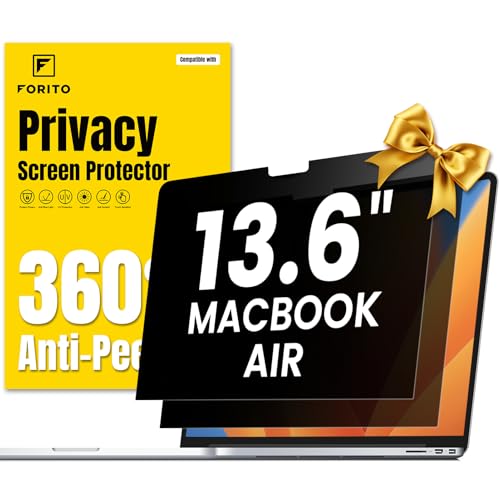 F FORITO 2-Pack 360° Privacy Screen Compatible with MacBook Air 13.6 inch (2022-2025, M2, M3, M4), Eye Protection Anti Glare Anti Blue Light Computer Privacy Screen Shield - size: for MacBook Air 13.6" (2022-2025, M2, M3)