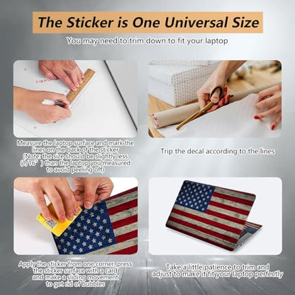 Laptop Skin Sticker for 12.1”-15.6“ Laptops (Fits 13”, 13.3”, 14”, 15”, 15.4”) | Protective Universal Reusable Vinyl Art Decal Cover | Waterproof & Scratch-Resistant-Retro American Flag - color: Retro American Flag
