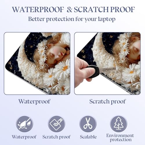 Universal Laptop Skin Sticker Decal,15.6 Inch Laptop Vinyl Cover for 13" 14" 15.6" Laptop,Scratch-Resistant Waterproof Protector Wrap,Reusable with Wrist Pads,Sleeping Angels with Daisies - color: Sleeping Angels with Daisies
