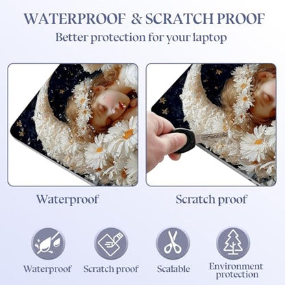 Universal Laptop Skin Sticker Decal,15.6 Inch Laptop Vinyl Cover for 13" 14" 15.6" Laptop,Scratch-Resistant Waterproof Protector Wrap,Reusable with Wrist Pads,Sleeping Angels with Daisies - color: Sleeping Angels with Daisies