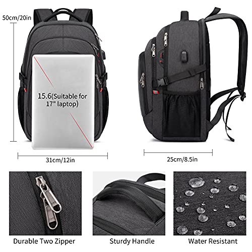 CAFELE Backpack,17.3in Durable Travel Laptop Backpack, College Backpack,RFID Anti Theft Pocket Big Business Computer Bag,Water Resistant School Bookbag for Teens Men Women,Gifts Grey - color: 17.3-grey, size: 17.3inch