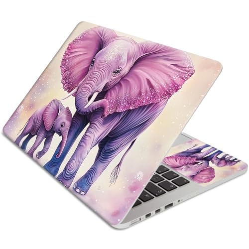 15.6 Inch Laptop Skin Sticker, Reusable Vinyl Cover Protector with 2 Wrist Pad Skins, Removable Waterproof Scratch-Resistant for 12-15.6 Inch Laptop Notebook,Adult and Baby Elephant - color: Adult And Baby Elephant