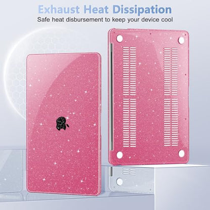 May Chen Compatible with MacBook Air 13 inch Case 2021 2020 2019 2018 Release Model: M1 A2337 A2179 A1932, Plastic Hard Shell Case for Ma Air 13 inch with Retina Display Fits Touch ID, Peach Glitter - color: Peach Glitter