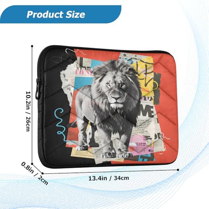 Lion Red Black Padded Laptop Sleeve Case 13 Inch Soft Quilted Laptop Bag Waterproof Computer Sleeves - color: lion red black, size: Medium