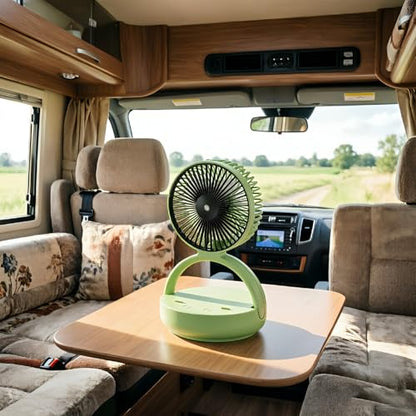 OGZ Portable Fan for Travel Wireless with Remote Timer, 7 Inch Small Desk Fan with LED Night Light 90° Oscillation, Rechargeable USB Fan for Cruise Bed Beside Sleeping Camping Tent (Green) - color: Green