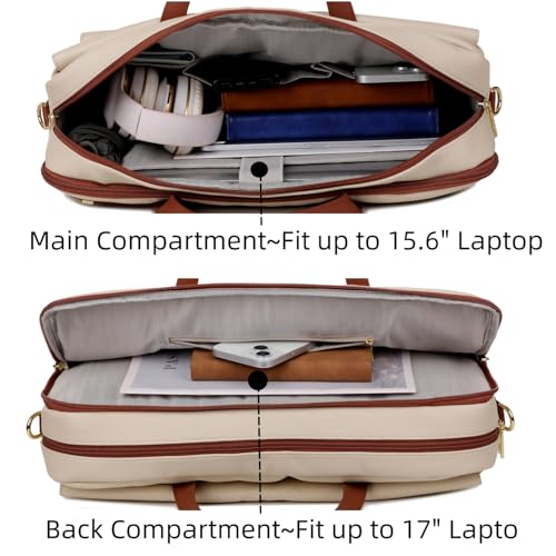 Baosha Vegan Leather 17 inch Laptop Computer Bag Messenger Bag Briefcase for Women Stylish BC-07