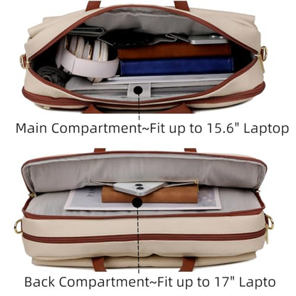Baosha Vegan Leather 17 inch Laptop Computer Bag Messenger Bag Briefcase for Women Stylish BC-07