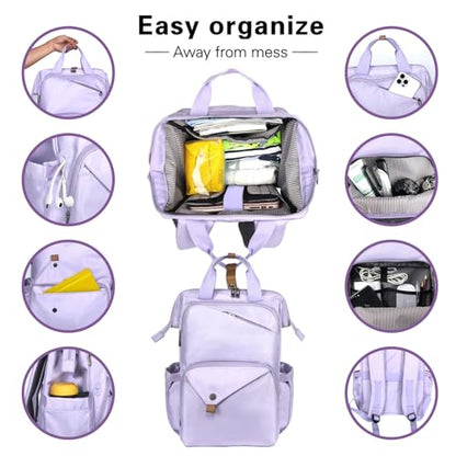 Hap Tim Laptop Backpack for Women - Travel, Work, Nurse & Teacher - Purple (7651-PP) - color: Purple