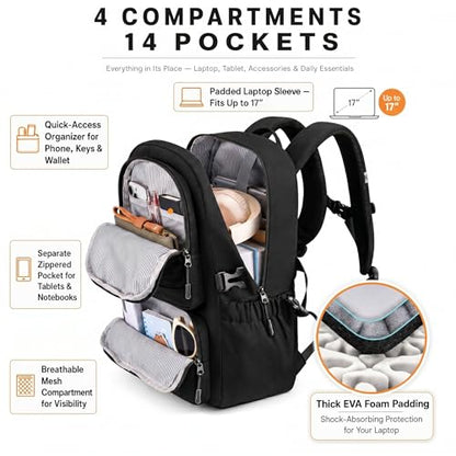 LOVEVOOK Laptop Backpack, 15.6" Carry On Airline Approved, Personal Item Bag Meets FAA Size, Trolley Sleeve Slides Over Suitcase, Waterproof Daypack for Travel College with Mini Pouch - color: Light Purple - Black, size: 15.6 Inch