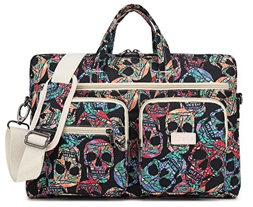 Laptop Shoulder Bag15.6inch women men Waterproof 16inch Computer Bags Women Business Office Work Bag Briefcase 14 inch case - color: Gothic Skull